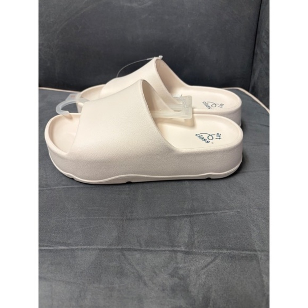 Art Class Kids Eddie white Platform Slide Sandals Slip On Shoes Size 3 chunky